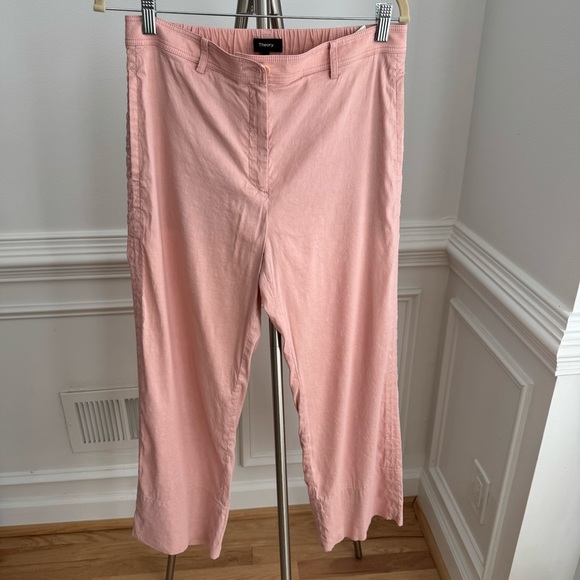 Theory Fluid Pink Ballet Organic Linen Blend Pants Size 6 - Picture 2 of 7